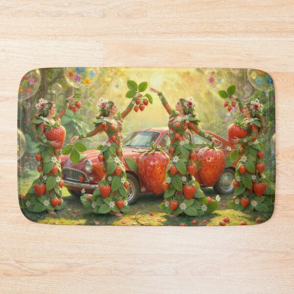 Item preview, Strawberry Aesthetic Girls Dancing Near a Cute Car designed and sold by M-Y-A-R-T-.