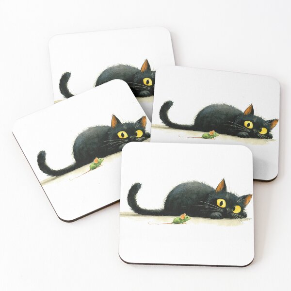 Item preview, Black cat and green mouse encounter designed and sold by anytka.