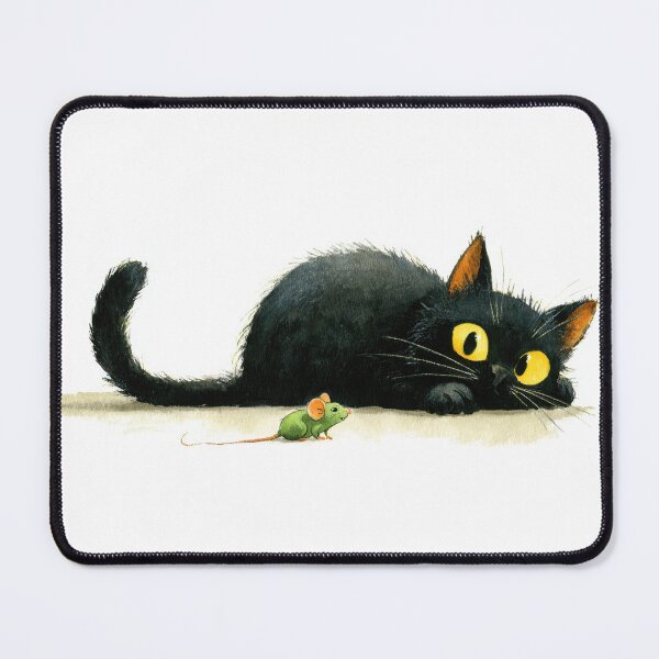 Item preview, Black cat and green mouse encounter designed and sold by anytka.