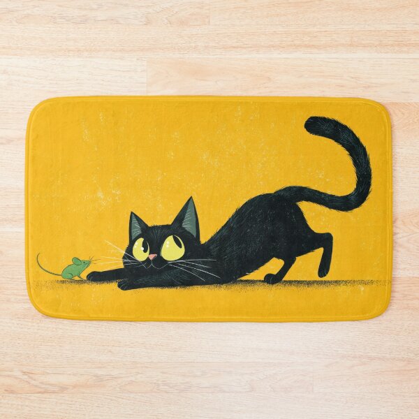 Item preview, Black cat and mouse on yellow ground designed and sold by anytka.