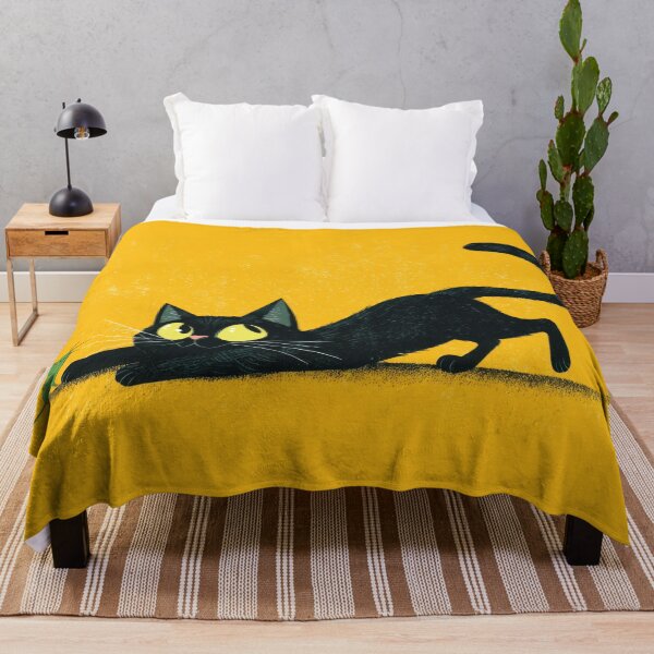 Item preview, Black cat and mouse on yellow ground designed and sold by anytka.