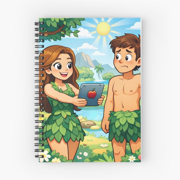 Item preview, Modern Eden | Eve Offering Apple Tablet | Cartoon Adam and Eve Tech Satire designed and sold by SergioMiklos.