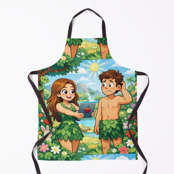 Item preview, Modern Eden | Eve Offering Apple Tablet | Cartoon Adam and Eve Tech Satire designed and sold by SergioMiklos.