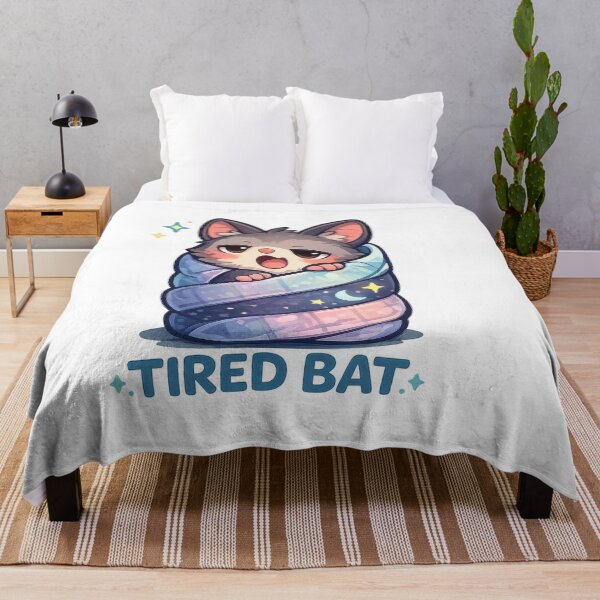 Item preview, Tired Bat Kawaii Sticker (Sleepy Burrito Blanket Night Owl) designed and sold by jgvisualarts.