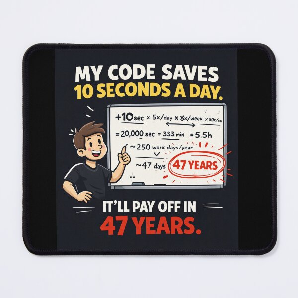 Item preview, My Code Saves 10 Seconds a Day It'll Pay Off in 47 Years - Programmer Math Humor designed and sold by UniTeeLab.