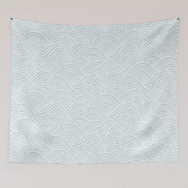 Item preview, Coastal Japandi Minimalist Ocean Sea Waves In Powder Blue On White  designed and sold by EliveraDesigns.