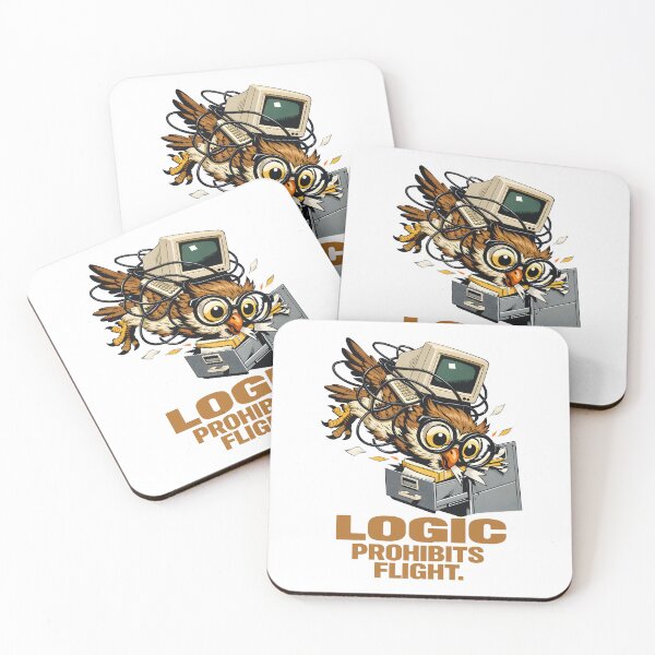 Item preview, Professor Fluff Owl Logic Prohibits Flight Retro Tech Nerd Humor Vintage Computer Illustration Art by Vivaan Studio designed and sold by Vivaan Studio.