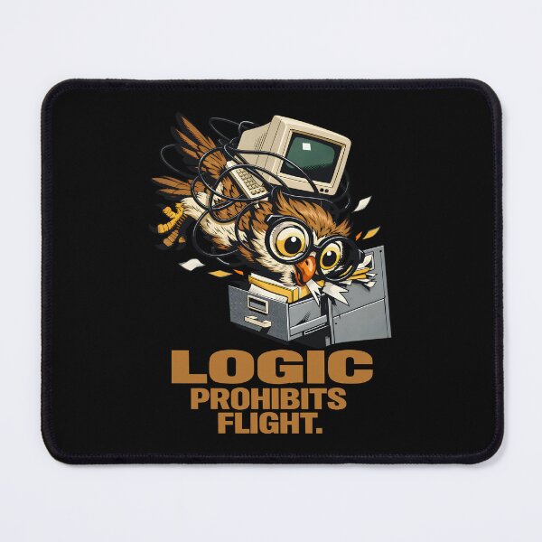 Item preview, Professor Fluff Owl Logic Prohibits Flight Retro Tech Nerd Humor Vintage Computer Illustration Art by Vivaan Studio designed and sold by Vivaan Studio.
