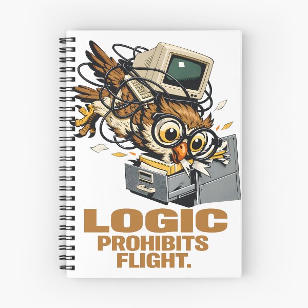 Item preview, Professor Fluff Owl Logic Prohibits Flight Retro Tech Nerd Humor Vintage Computer Illustration Art by Vivaan Studio designed and sold by Vivaan Studio.