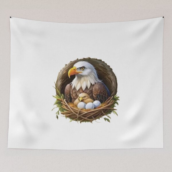 Item preview, Bald Eagle Nest With Eggs Wildlife Illustration designed and sold by HayatDesigns19.