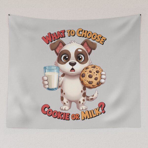 Item preview, What to Choose – Cookie or Milk? Funny Cookie Cereal Dog Design designed and sold by Art-Arcade6.