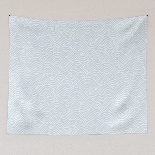 Item preview, Coastal Japandi Minimalist Ocean Sea Waves In Soft Blue On White  designed and sold by EliveraDesigns.