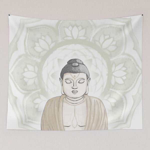 Item preview, Buddha Padma Watercolor - Dove Slate Dove - Tea Halo designed and sold by Irene Estelle.