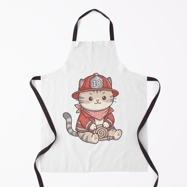 Item preview, Kawaii Firefighter Kitten - Cute Illustration designed and sold by AlexAthCreation.