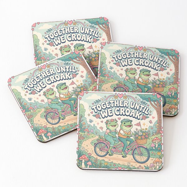 Item preview, Together Until We Croak Cute Frog Couple Bicycle Cottagecore Love Illustration designed and sold by GiftsCreek.