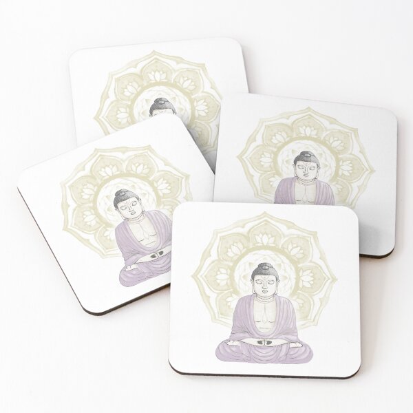 Item preview, Buddha Padma Watercolor - Dove Slate Dust - Gold Halo designed and sold by Irene Estelle.