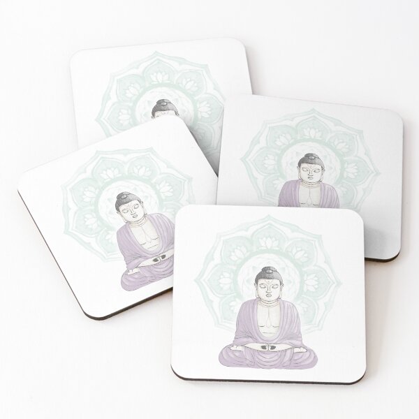 Item preview, Buddha Padma Watercolor - Dove Slate Dust - Mint Halo designed and sold by Irene Estelle.