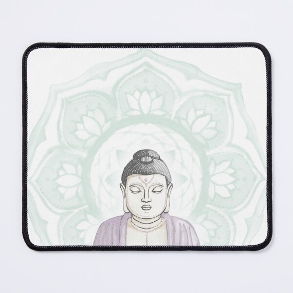 Item preview, Buddha Padma Watercolor - Dove Slate Dust - Mint Halo designed and sold by Irene Estelle.