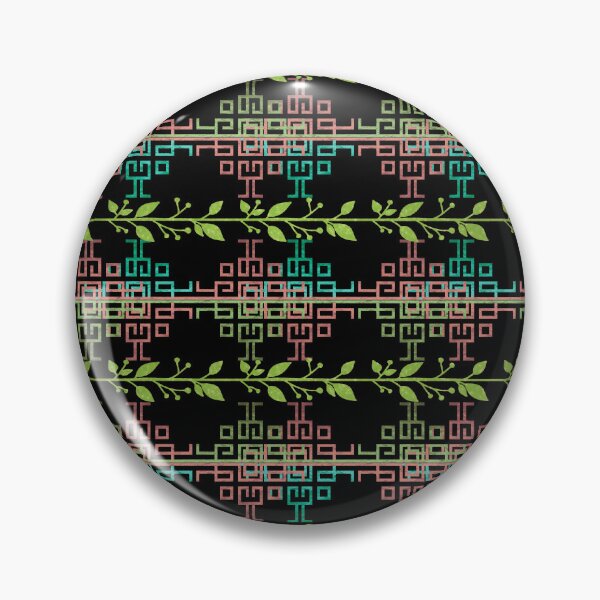 Item preview, Dark Botanical Tribal Geometric Pattern with Green Vine | Boho Textile Design designed and sold by simpleyetcanva.