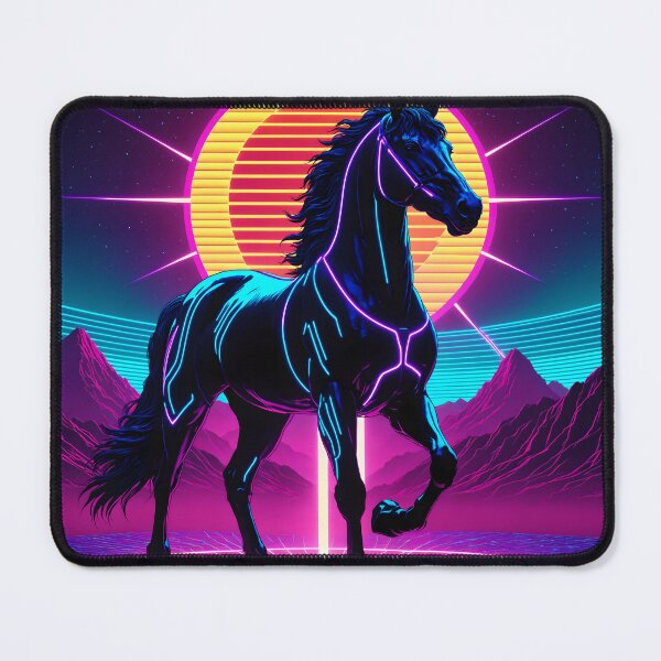 Item preview, 80s Retro Synthwave Neon Fire Horse Sunset designed and sold by AuraPremiumArt.