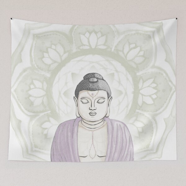 Item preview, Buddha Padma Watercolor - Dove Slate Dust - Tea Halo designed and sold by Irene Estelle.