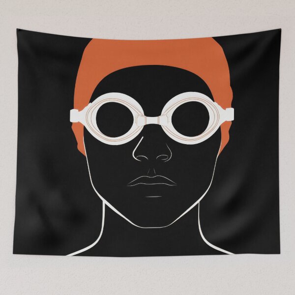 Item preview, Swimmer readies with cap goggles designed and sold by anytka.