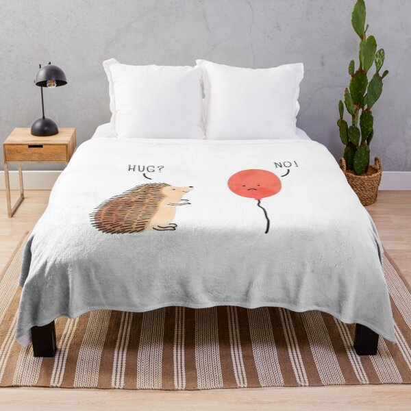 Item preview, Funny Hedgehog and Balloon Forbidden Hug Minimalist Illustration designed and sold by ahabboud.