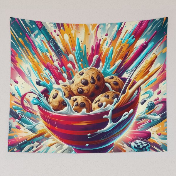 Item preview, Sweet Cookies with Splashing Milk - Cookie Cereal designed and sold by Art-Arcade6.