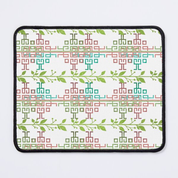 Item preview, Green Botanical Vine & Tribal Geometric Pattern | Modern Boho Textile Design designed and sold by simpleyetcanva.