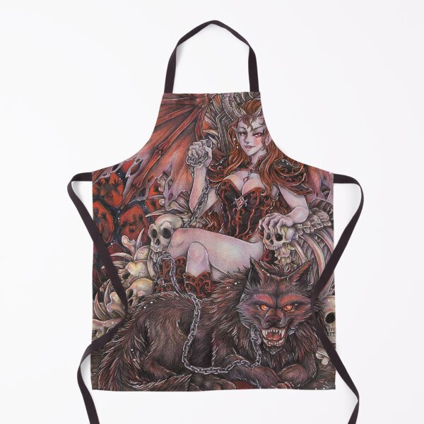 Item preview, Sexy demon lady on throne in hell with hellhound designed and sold by ZadzeneaArt.