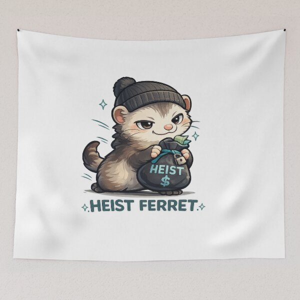 Item preview, Heist Ferret Kawaii Sticker (Sneaky Thief Animal Mascot) designed and sold by jgvisualarts.