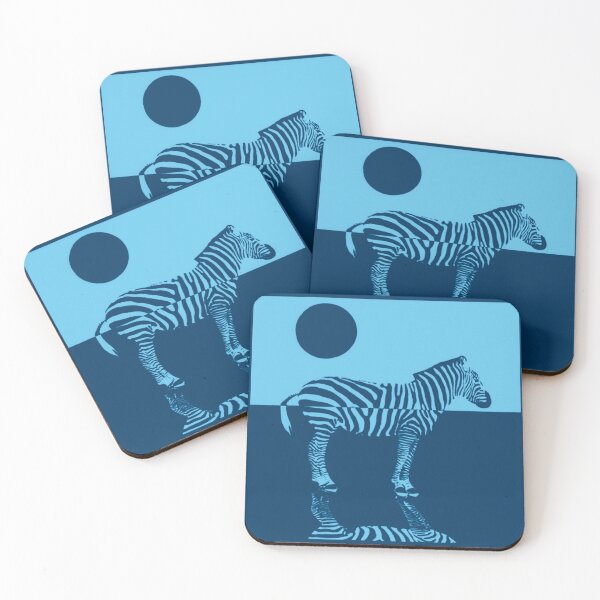 Item preview, Safari Pop Art – Zebra at Dusk, Bold Blue Duotone Graphic Wildlife Art Print designed and sold by SmashingMonkeys.