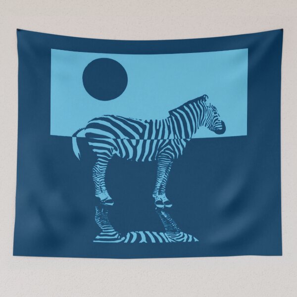 Item preview, Safari Pop Art – Zebra at Dusk, Bold Blue Duotone Graphic Wildlife Art Print designed and sold by SmashingMonkeys.