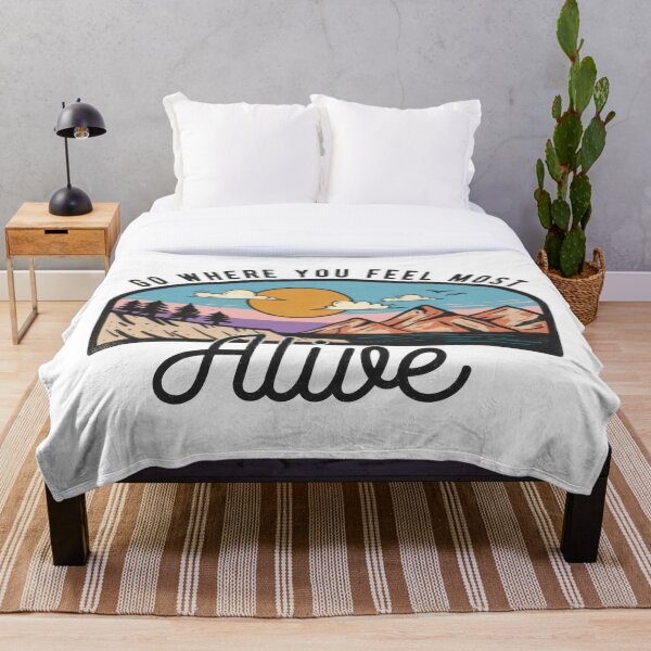Item preview, Retro Mountain Adventure: Go Where You Feel Most Alive Quote Art designed and sold by Shopeon Designs.
