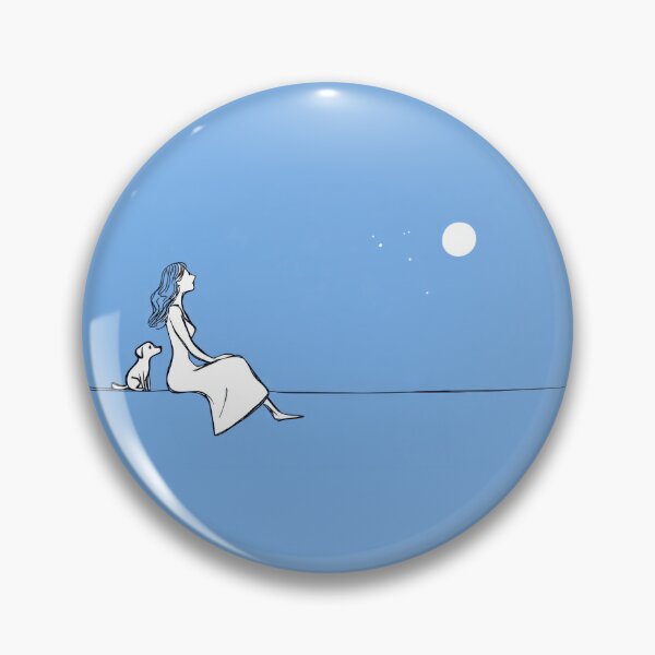 Item preview, Woman and dog watching the moon designed and sold by anytka.