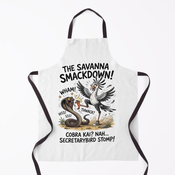 Item preview, Savanna Smackdown: Secretarybird vs. Cobra Funny Cartoon designed and sold by GumStickers.
