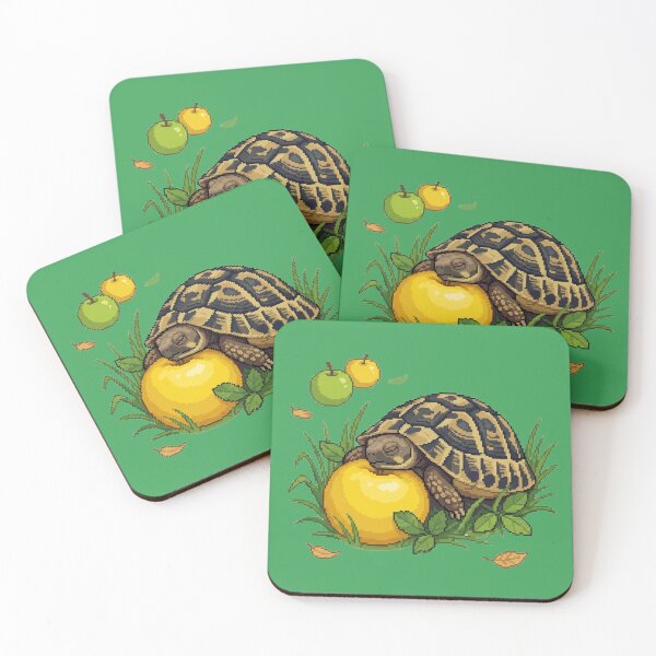 Item preview, Pixel Art Land Turtle and Yellow Apple designed and sold by FantoRed.