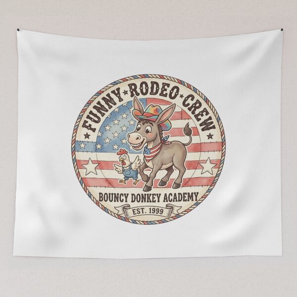 Item preview, Funny Patriotic Donkey Rodeo - Cute Cowboy Bouncy Donkey Academy designed and sold by Wear Sculpt.