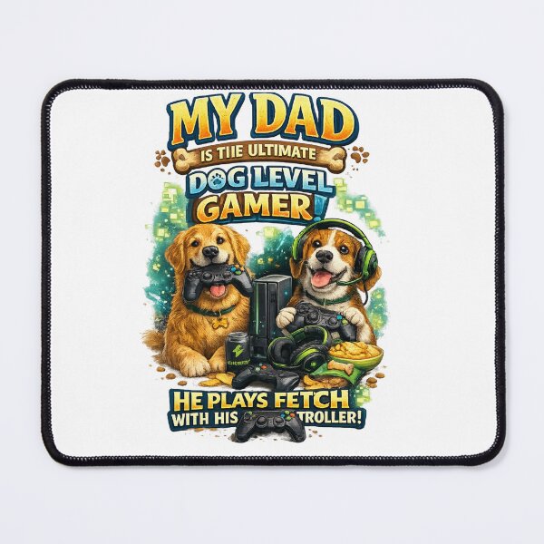 Item preview, Dog dad gamer shirt -My dad is the ultimate dog level gamer he plays fetch with his controller- funny gaming dog dad gift  designed and sold by vampbabe54.
