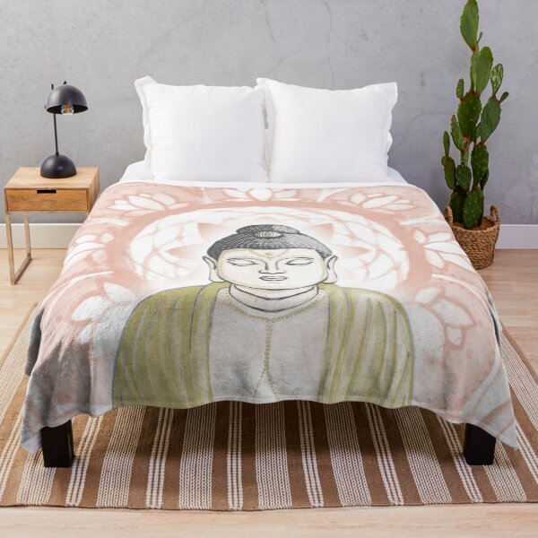 Item preview, Buddha Padma Watercolor - Dove Slate Gold - Coral Halo designed and sold by Irene Estelle.