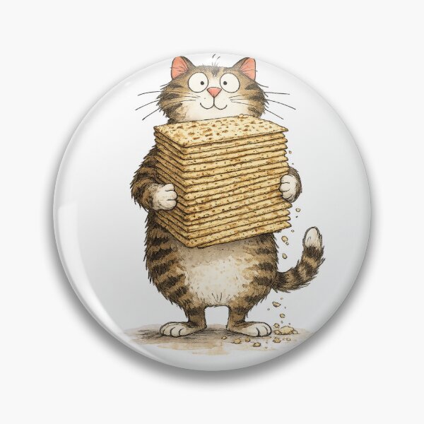 Item preview, Happy Passover | Cat with a Bit Stack of Matzah | Jewish Humor | Jewish Art designed and sold by Golda's Challah-Day.