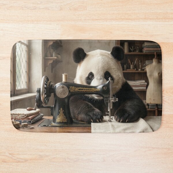 Item preview, Panda Behind the Sewing Machine designed and sold by Tridentulus.
