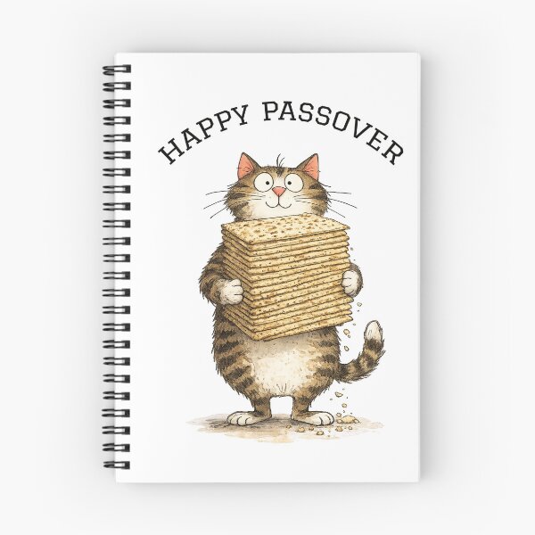 Item preview, Happy Passover | Cat with a Bit Stack of Matzah | Jewish Humor | Jewish Art designed and sold by Golda's Challah-Day.