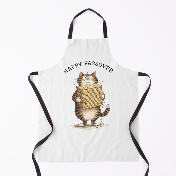 Item preview, Happy Passover | Cat with a Bit Stack of Matzah | Jewish Humor | Jewish Art designed and sold by Golda's Challah-Day.