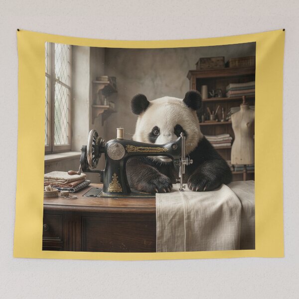 Item preview, Panda Behind the Sewing Machine designed and sold by Tridentulus.