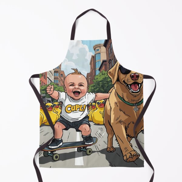 Item preview, Skateboarding Baby Chased by Giant Rubber Ducks – Funny Cartoon Adventure designed and sold by Mitaudesign.