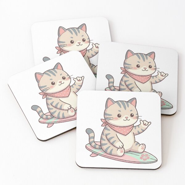 Item preview, Kawaii Surfer Kitten on its Surfboard designed and sold by AlexAthCreation.