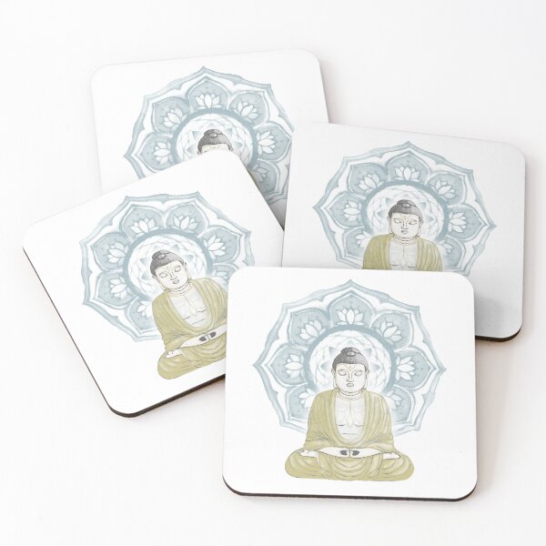 Item preview, Buddha Padma Watercolor - Dove Slate Gold - Peacock Halo designed and sold by Irene Estelle.