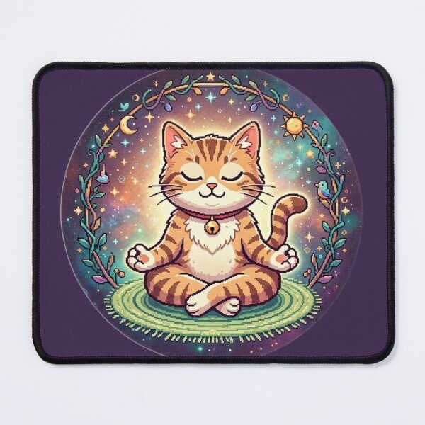Item preview, Zen Cat Meditating in a Pixel Art Universe designed and sold by FantoRed.