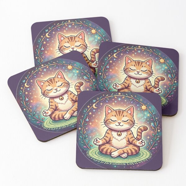 Item preview, Zen Cat Meditating in a Pixel Art Universe designed and sold by FantoRed.